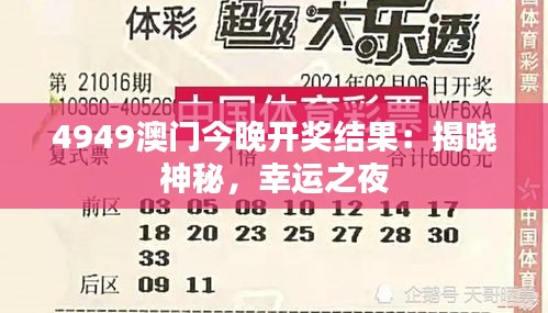 4949澳門今晚開獎結(jié)果：揭曉神秘，幸運之夜