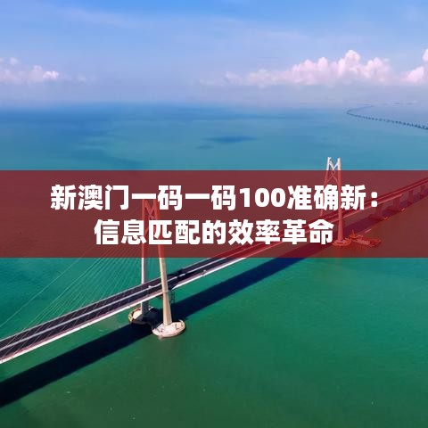 新澳門一碼一碼100準(zhǔn)確新：信息匹配的效率革命