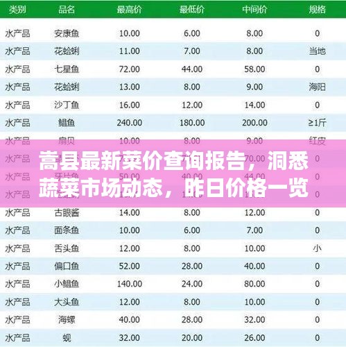 嵩縣最新菜價(jià)查詢報(bào)告，洞悉蔬菜市場(chǎng)動(dòng)態(tài)，昨日價(jià)格一覽無余