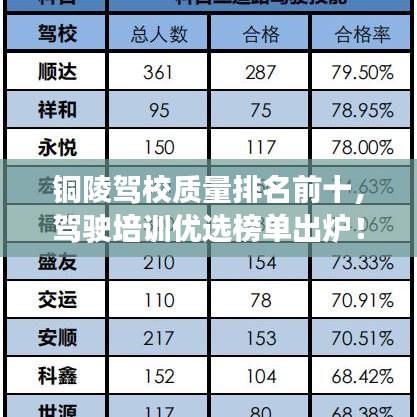 銅陵駕校質(zhì)量排名前十，駕駛培訓(xùn)優(yōu)選榜單出爐！