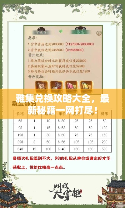 雅集兌換攻略大全，最新秘籍一網(wǎng)打盡！
